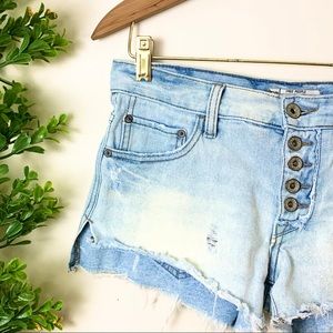 Free People  Frayed  Button Fly Denim Shorts